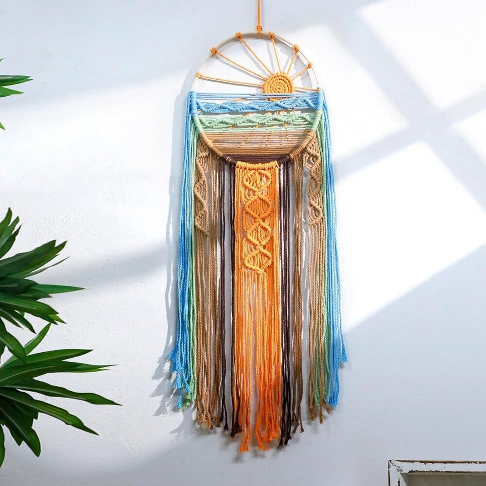 Sunset Wall Art Dream Catcher - Macrame Wall Hanging Large Dreamcatchers, Hand W